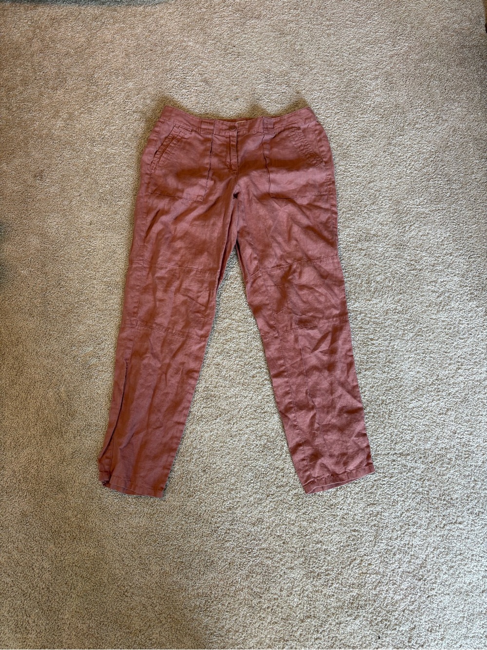 LOFT Julie Linen Pants Size 2 Mauve Pink Straight Leg